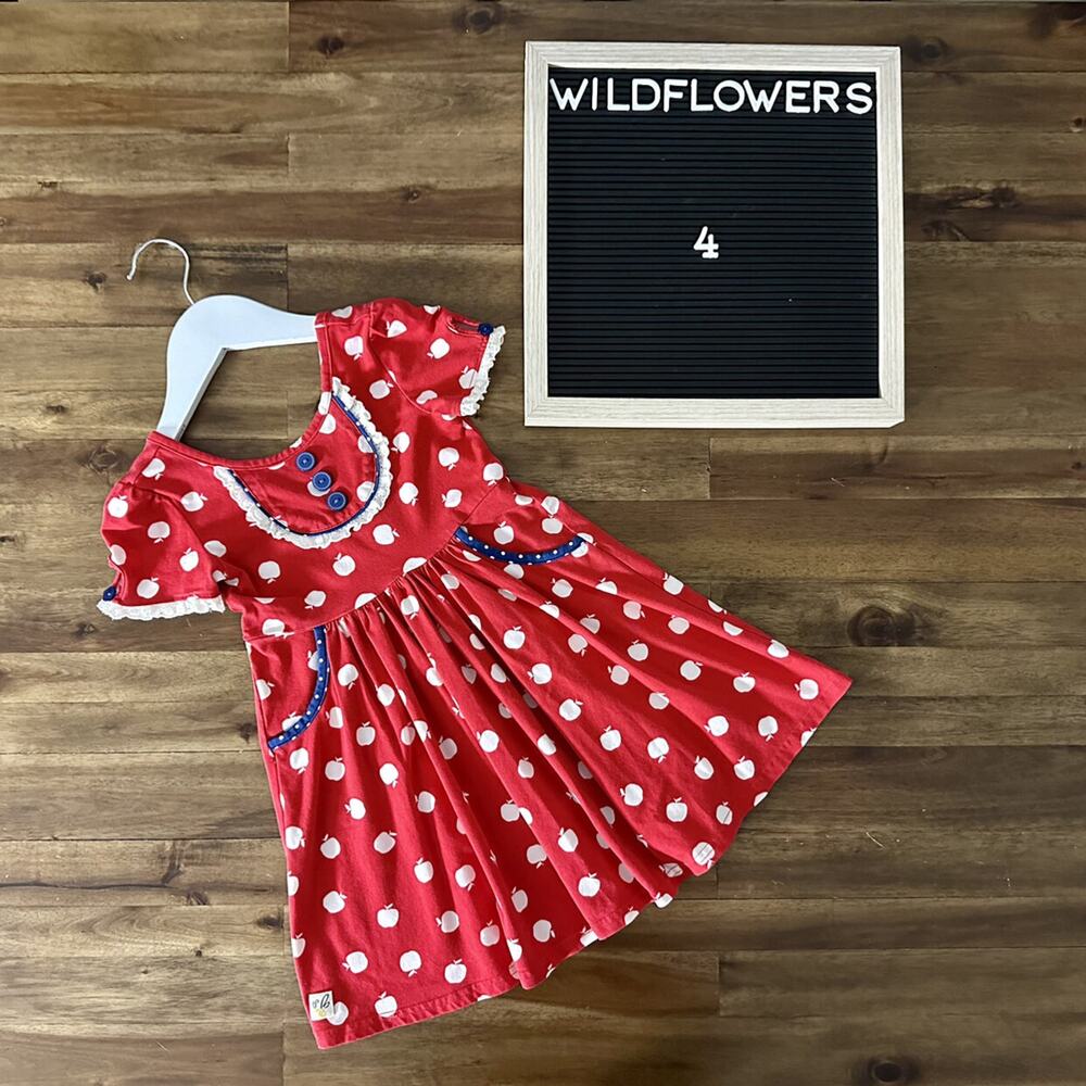 Wildflowers Happy Go Lucky An Apple A Day Red Apple Knit Short Sleeve Dress 4